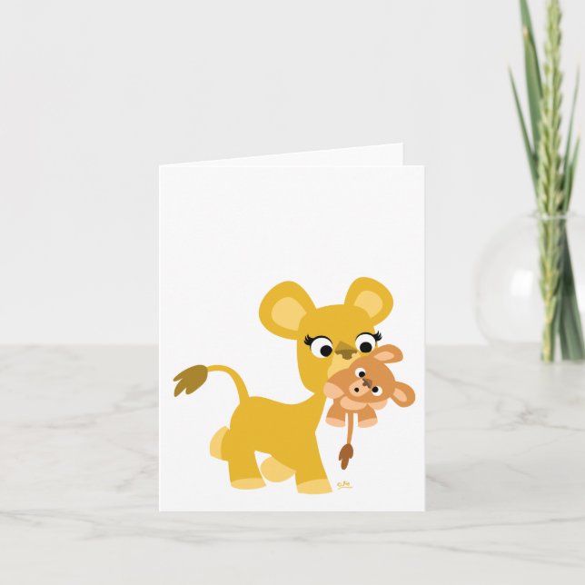 Cartoon Mother Lion and Cub notecard Karte (Vorderseite)