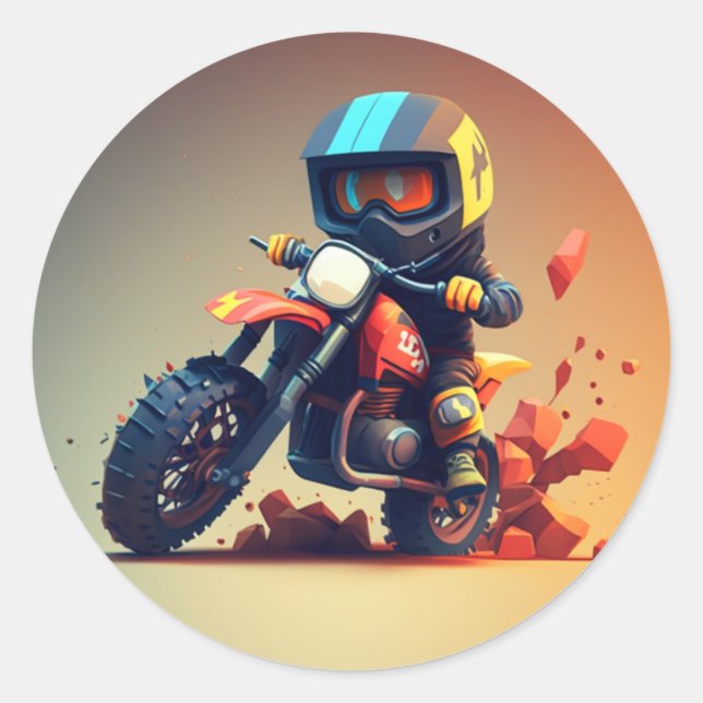 Cartoon Motocross Dirt Bike Sticker (Vorderseite)