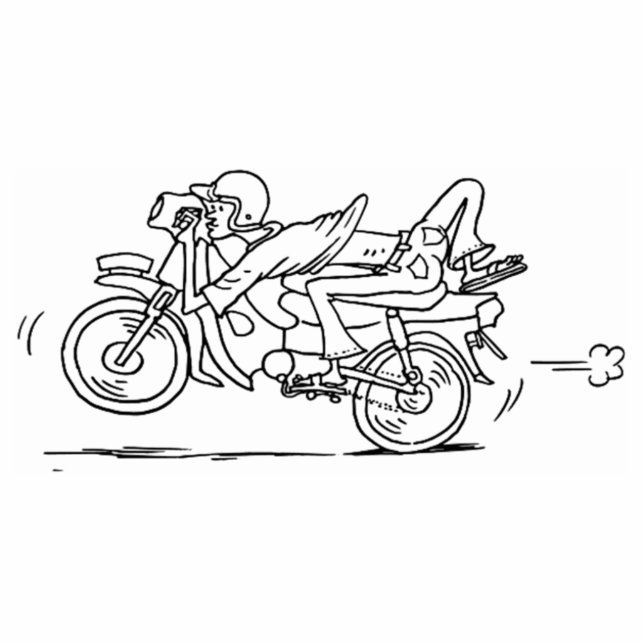 Cartoon-Motorrad-Mann Freistehende Fotoskulptur (Vorne)