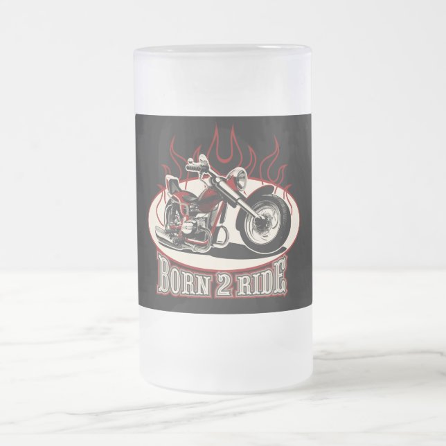 Cartoon Motorrad Mattglas Bierglas (Mittel)