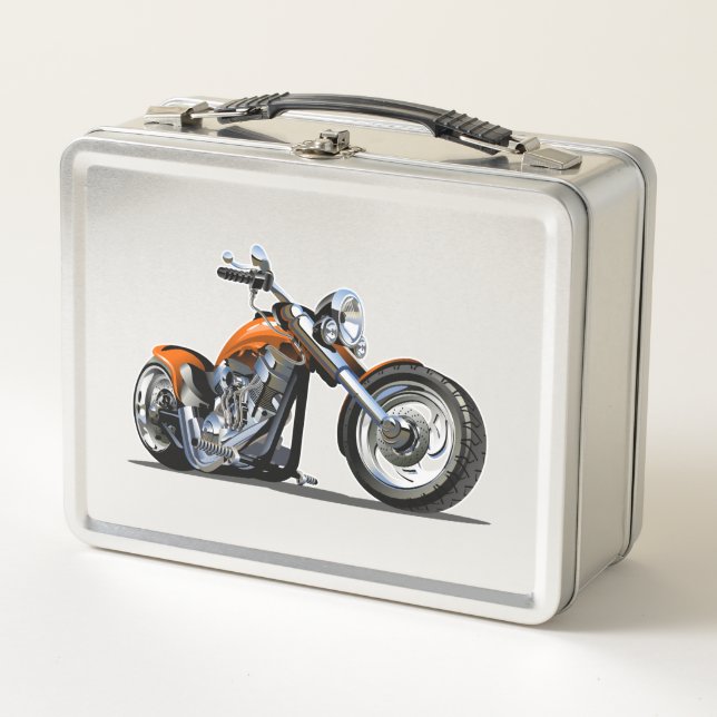 Cartoon Motorrad Metall Brotdose (Vorderseite)
