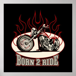 Cartoon Motorrad Poster