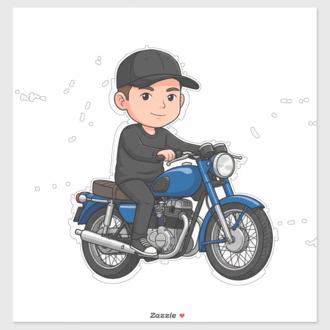 🎁 Cartoon-Motorradfahrer-Motorrad-Fahrt-Spaß-Gesc Aufkleber (Blatt)