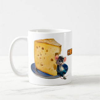 Cartoon Mouse and slice of Cheese on a  Kaffeetasse