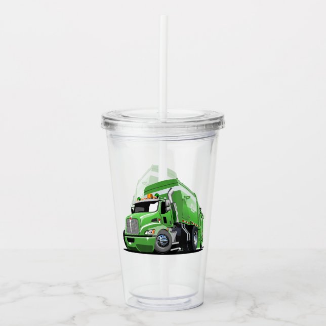 Cartoon-Müllwagen Acryltrinkbecher (Vorderseite)