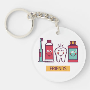 Cartoon-Mundsorgfalt-Freunde Schlüsselanhänger