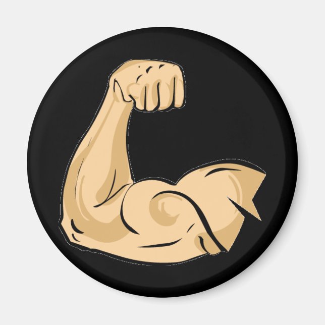 CARTOON MUSCLES MAN kräftiger Arm Bizeps athletisc Magnet (Vorne)