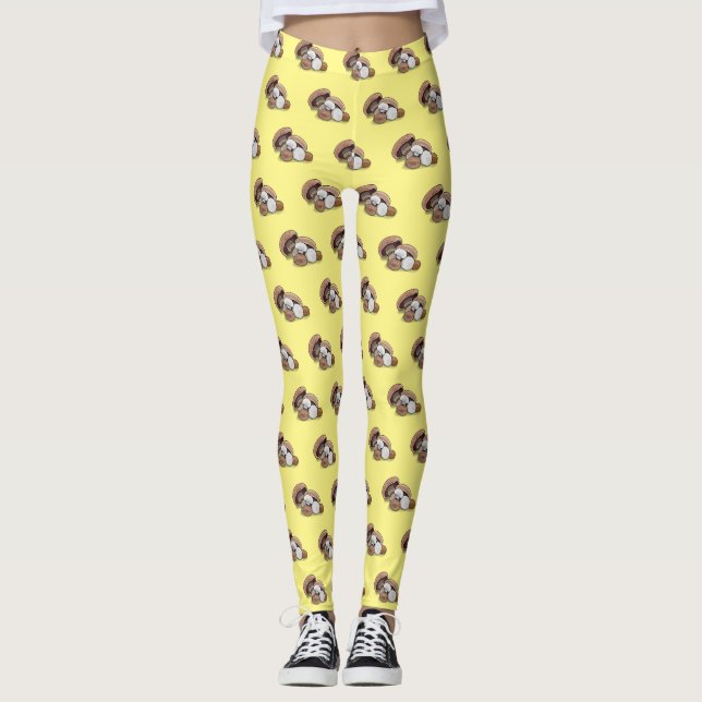 Cartoon Mushroom-Abbildung Leggings (Vorderseite)