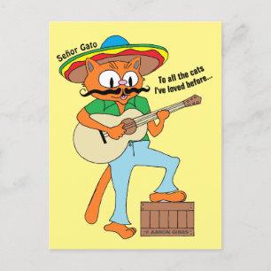Cartoon Mustache Cat Humour Cinco De Mayo Postkarte