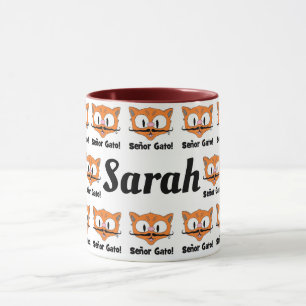 Cartoon Mustache Cat Pattern Personalisiert Tasse