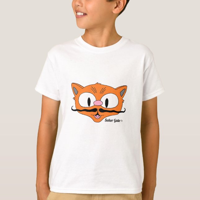 Cartoon Mustache Cat Señor Gato Child's T-Shirt (Vorderseite)