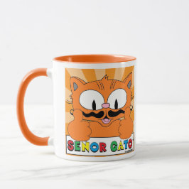 Cartoon Mustache Cat Senor Gato Thumbs Up Tasse
