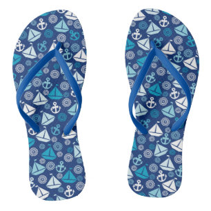 Cartoon Muster mit Segelbooten Flip Flops