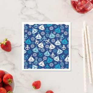 Cartoon Muster mit Segelbooten Serviette