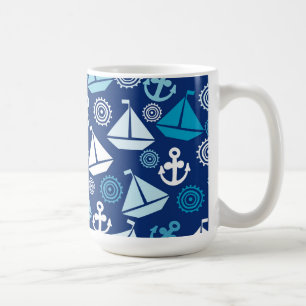 Cartoon-Muster mit Segelbooten Tasse