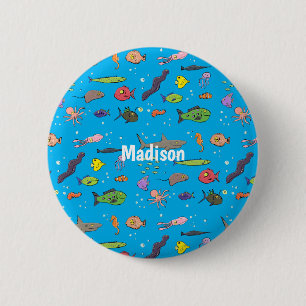 Cartoon-Muster von Wolkenkratzern Button