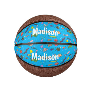 Cartoon-Muster von Wolkenkratzern Mini Basketball