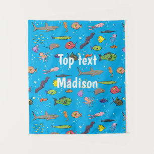 Cartoon-Muster von Wolkenkratzern Wandteppich