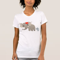 Cartoon-Mutter-Elefant-und Kalb-Frauen-T - Shirt