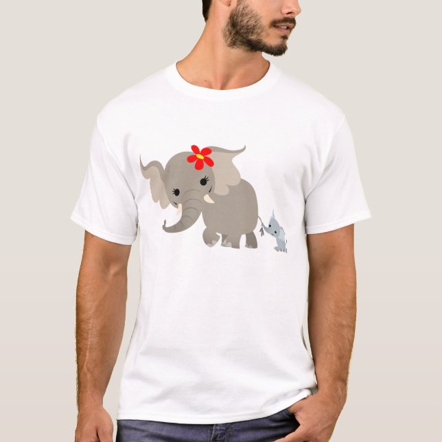Cartoon-Mutter-Elefant-und Kalb-KinderT - Shirt (Vorderseite)