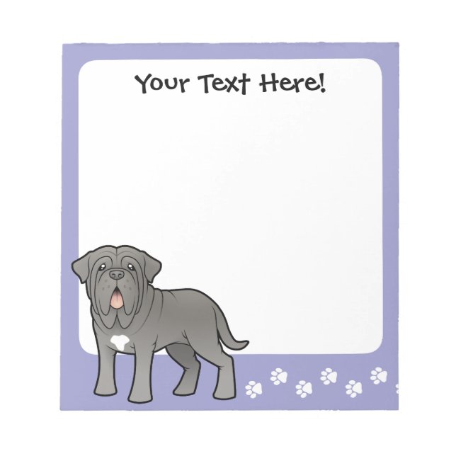 Cartoon Neapolitan Mastiff Notizblock (Vorderseite)