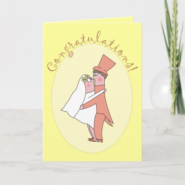 Cartoon Newlyweds Congratulations Wedding Cards Karte (Vorderseite)