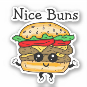 Cartoon Nice Buns Cheeseburger Aufkleber