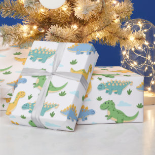 Cartoon Niedlich Dinosaurier Party Wrapping Paper Geschenkpapier