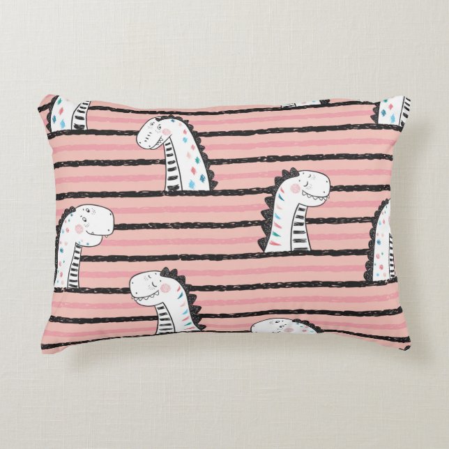 Cartoon Niedlich Dinosaurier Vintag Nahtlos Muster Dekokissen (Vorderseite)