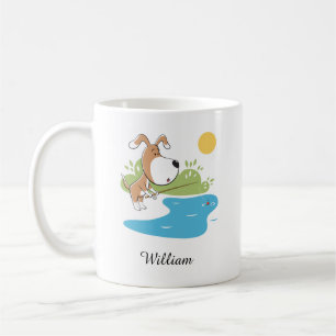 Cartoon Niedlich Funny Doppy Fischen Sonniger See Kaffeetasse