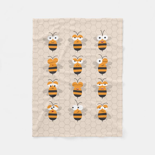 Cartoon Niedlich Funny Honey Bee Honeycomb Fleecedecke (Vorderseite)