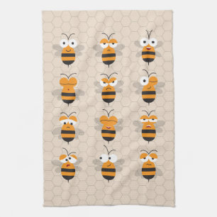Cartoon Niedlich Funny Honey Bee Honeycomb Geschirrtuch