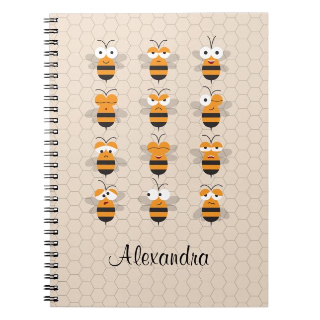 Cartoon Niedlich Funny Honey Bee Honeycomb Notizblock (Vorderseite)