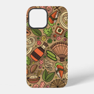 Cartoon niedlich gezeichnet Japan Lebensmittel nah iPhone 12 Hülle