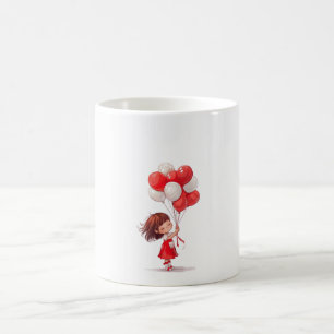 Cartoon Niedlich Girl mit Balloons Tasse