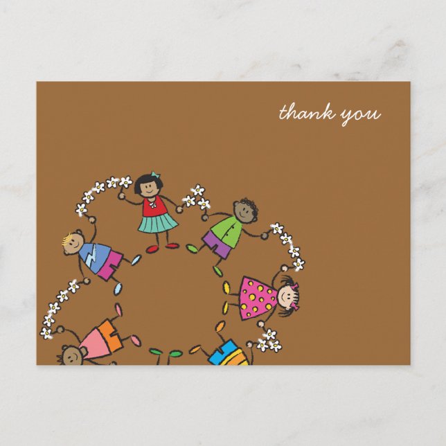 Cartoon Niedlich glückliche Kinder und Freunde run Postkarte (Vorderseite)