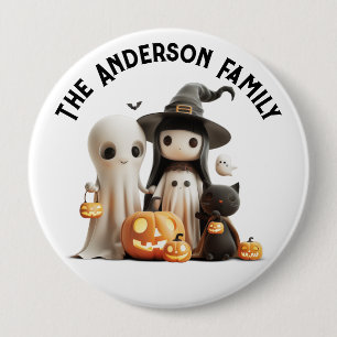 Cartoon Niedlich Hexenmeister Ghost Pumpkins Famil Button