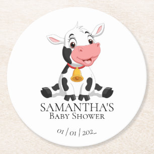Cartoon Niedlich Kuh Baby Dusche Rundpapier Unters Runder Pappuntersetzer