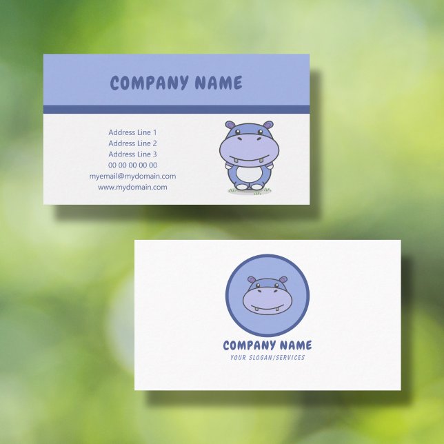 Cartoon Niedliche Hippo-Visitenkarte Visitenkarte (Cute Hippo Business Card)