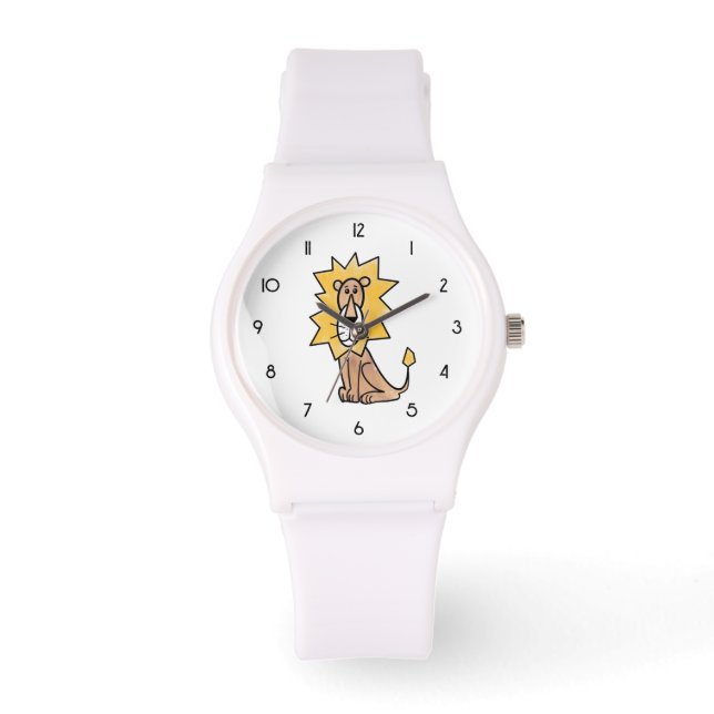 Cartoon niedlichen Löwen Kinder Retro Safari Dschu Armbanduhr (Vorderseite)