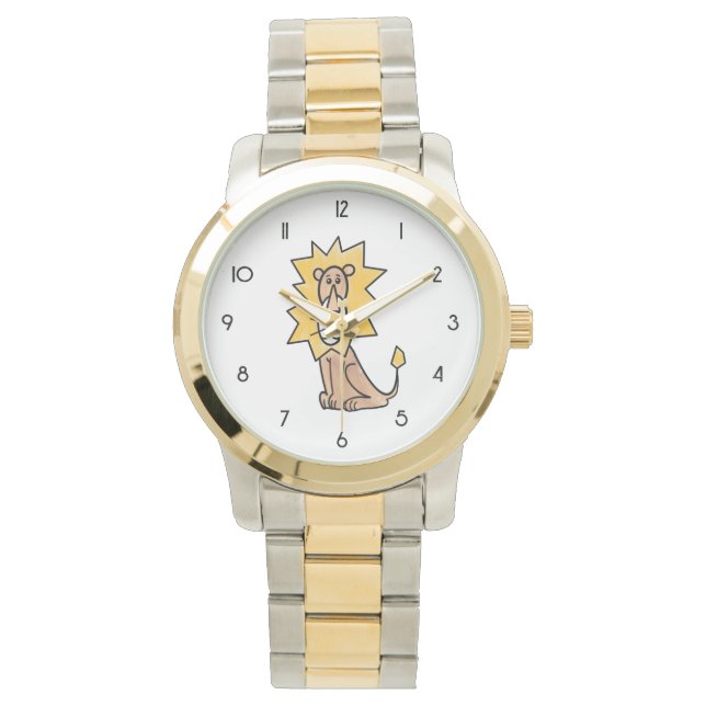 Cartoon niedlichen Löwen Kinder Retro Safari Dschu Armbanduhr (Vorderseite)