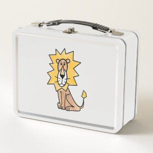Cartoon niedlichen Löwen Kinder Retro Safari Dschu Metall Brotdose