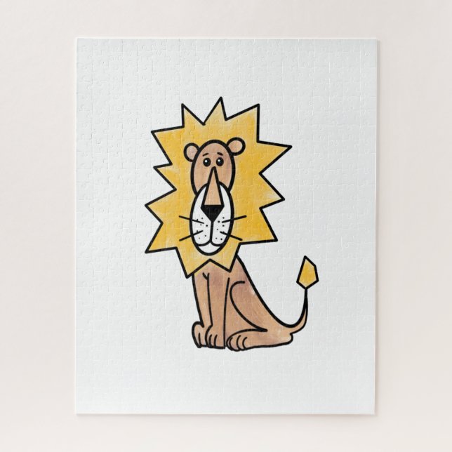 Cartoon niedlichen Löwen Kinder Retro Safari Dschu Puzzle (Vertikal)
