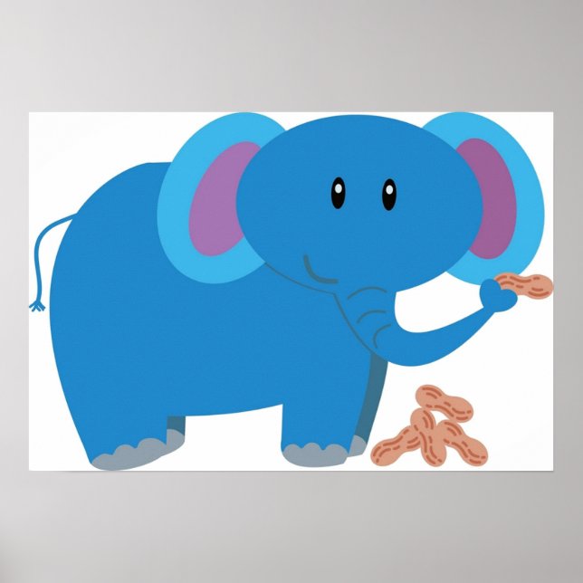 Cartoon niedlicher Elefant mit Erdnuss Poster (Vorne)