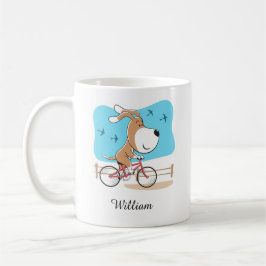 Cartoon Niedlicher Hund Welpenfahrrad Rad Kaffeetasse
