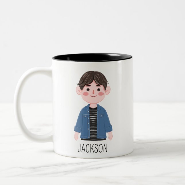 Cartoon niedlicher individuelle Name Zweifarbige Tasse (Links)