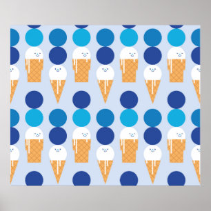 Cartoon niedliches Eis nahtlos Muster Design. Vi Poster