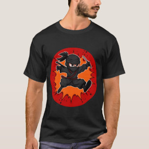 Cartoon-Ninja-Action-Kunst dynamischer Kunai-Krieg T-Shirt