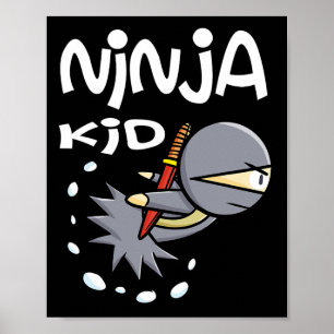 Cartoon Ninja Kind I Karate I Kleinkind Ninja Poster