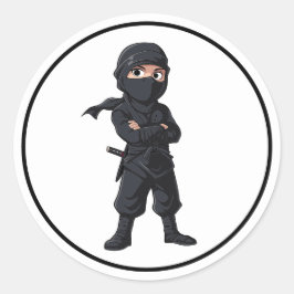 Cartoon Ninja Warrior Boys Geburtstagsparty Runder Aufkleber